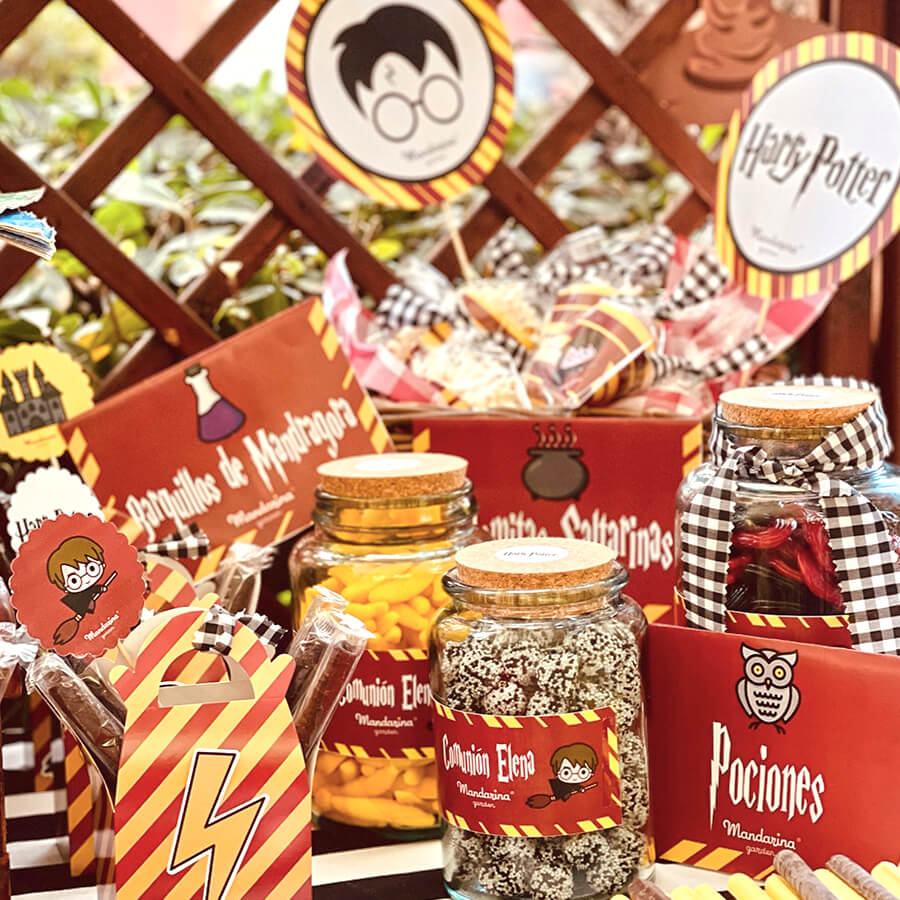 Mesa dulce para comuni&oacute;n tematizada de Harry Potter